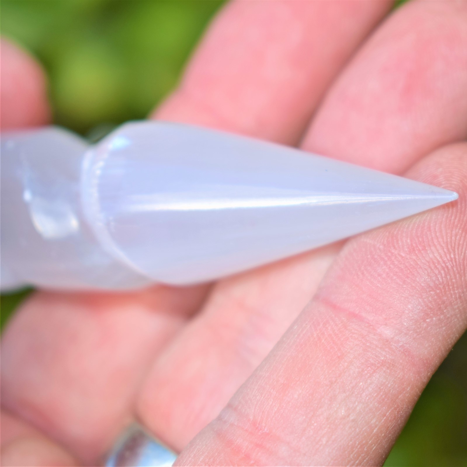 6″ Spiral Faceted Selenite Crystal Massage Wand + Baby Moroccan Selenite Heart