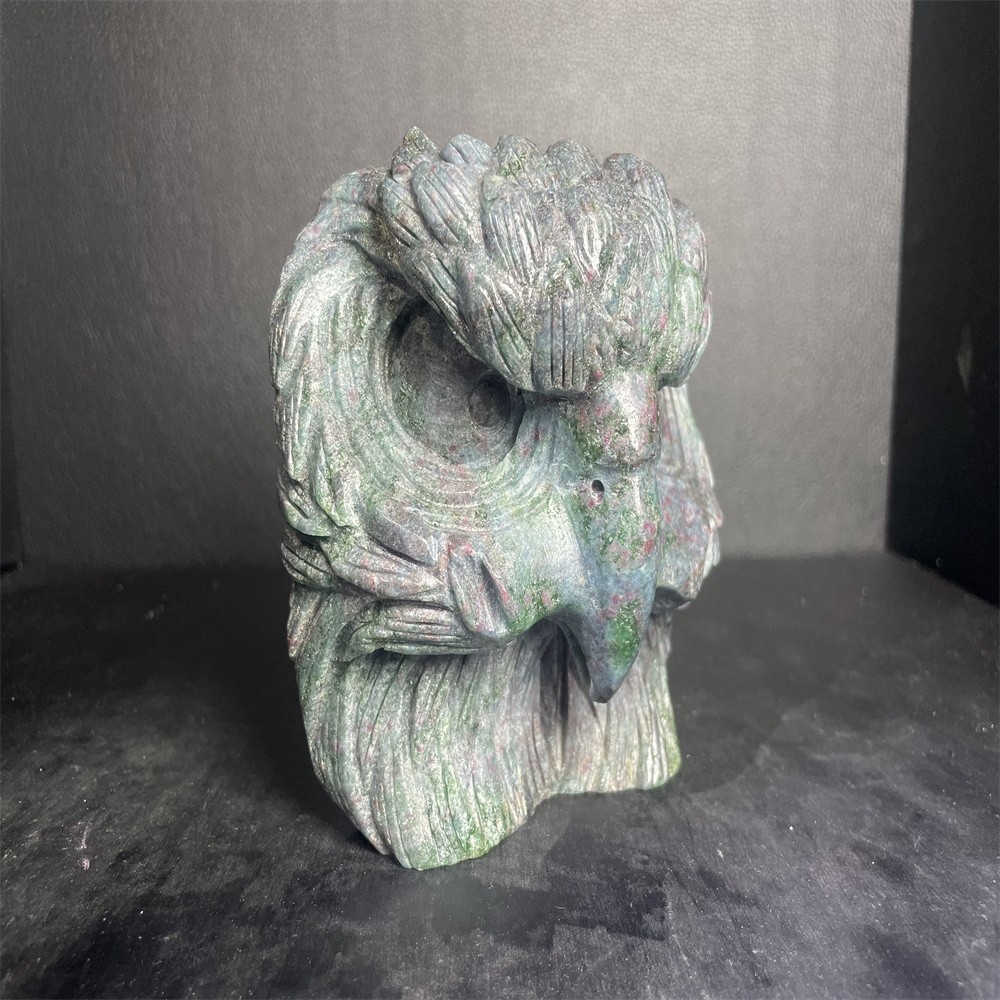 2.3LB 4.4”Ruby in Zoisite Eagle ‘s Head Crystal Quartz Carving Gift