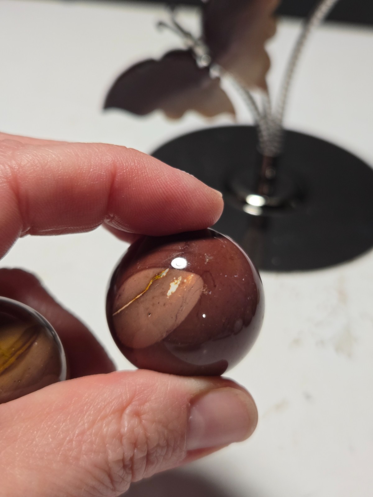 STUNNING BUTTERFLY MOOKAITE SPHERE HOLDER (2 spheres included) – BEAUTIFUL!! P45