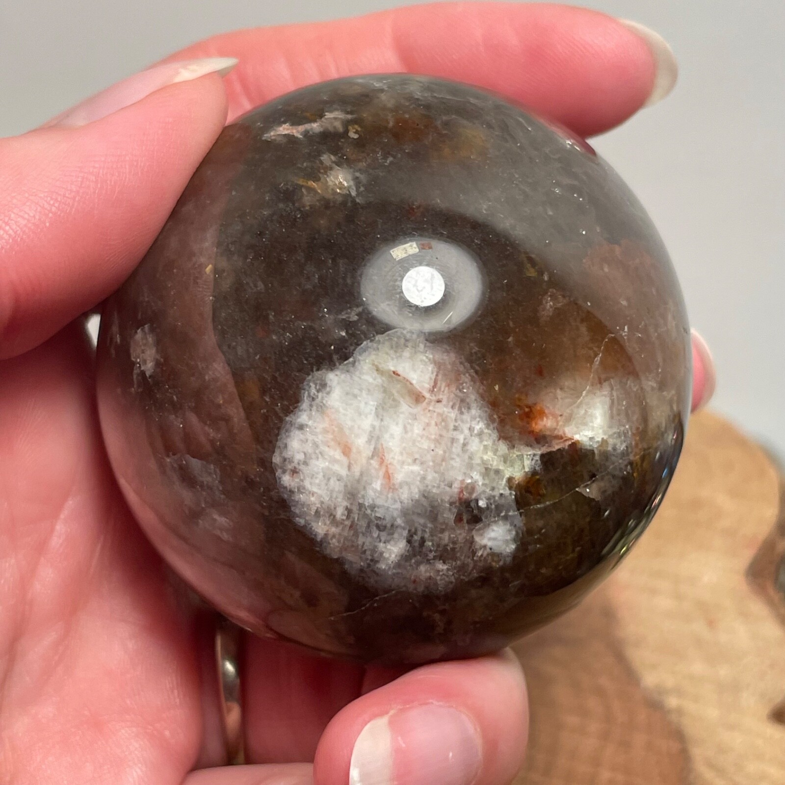 **No Stand** Quartz Sphere Rainbows Garden Hematoid Smoky 240 Grams