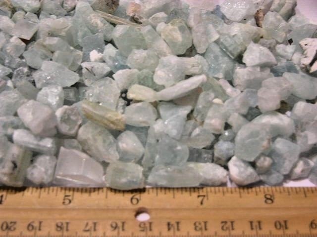 Aquamarine crystal Afghanistan smaller pieces 1/4 to 1 inch 1/2 pound 90+ pieces