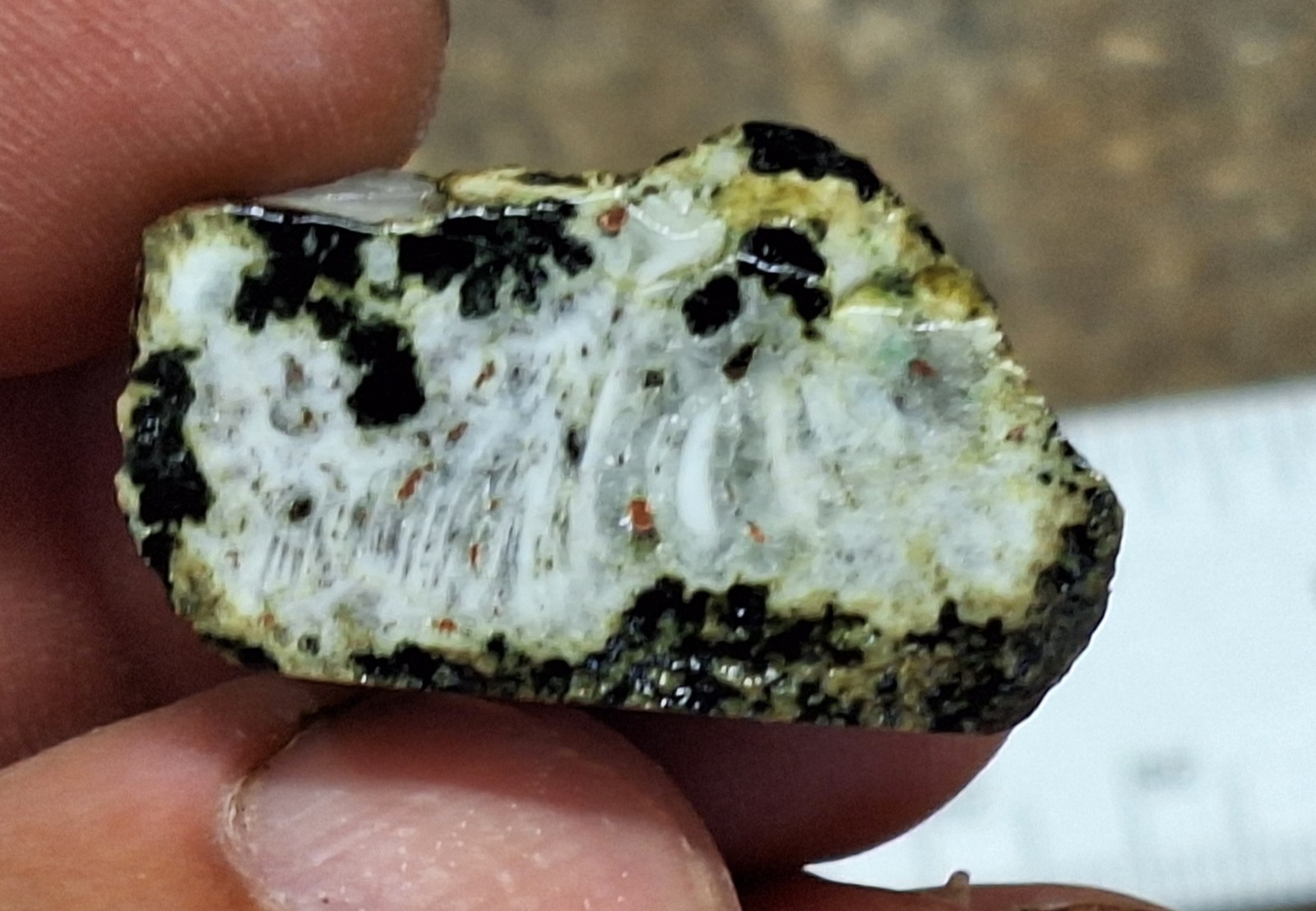 Copper Replacement Agate In Greenstone – Wolverine #2 Copper Mine – Michigan