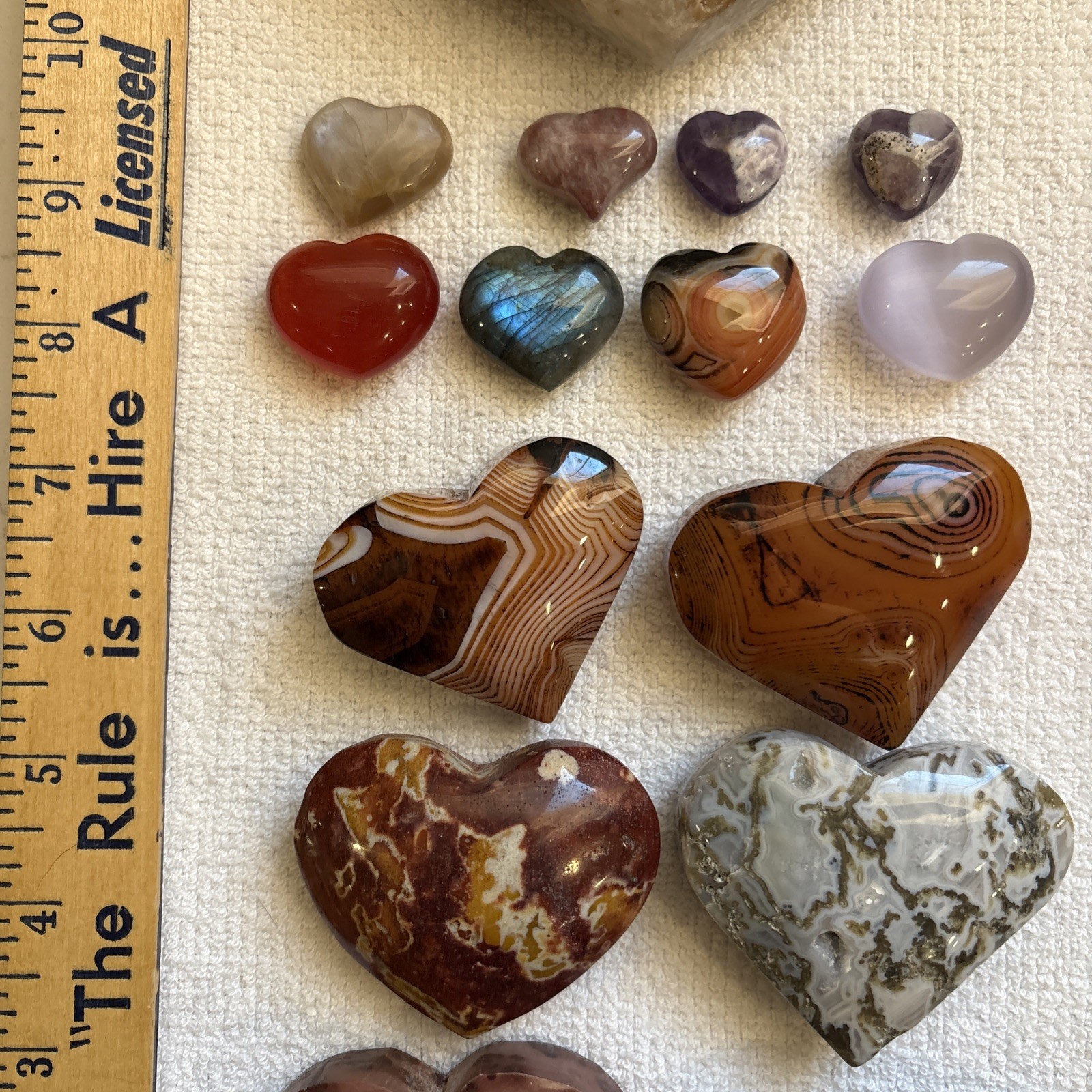 Lot Of 15 Crystal Hearts Agate Druzy Carnelian Sardonyx Cats Eye Moonstone Amy