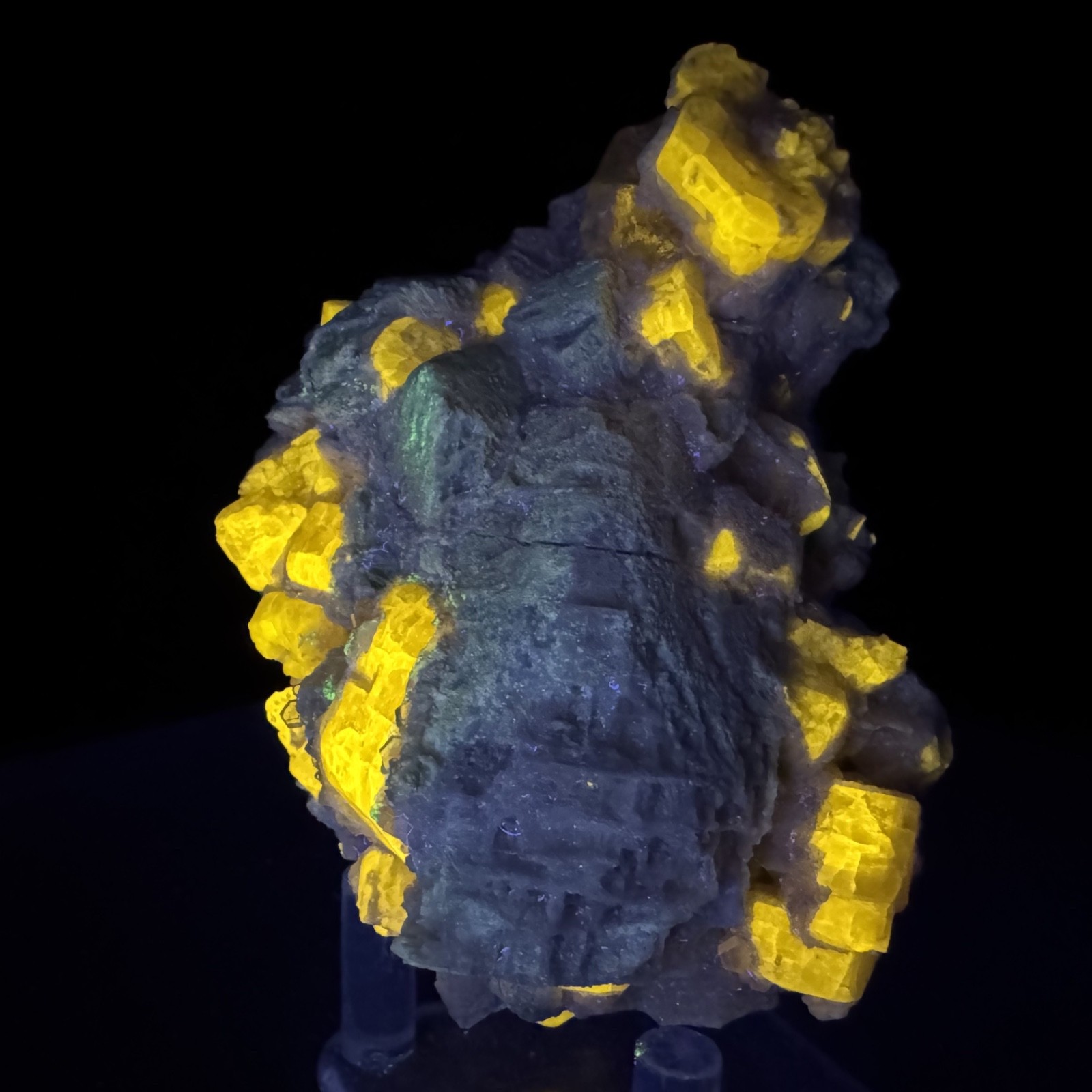 Fine Fluorescent Fluorapatite Crystals on Microcline: Himalaya mine, California