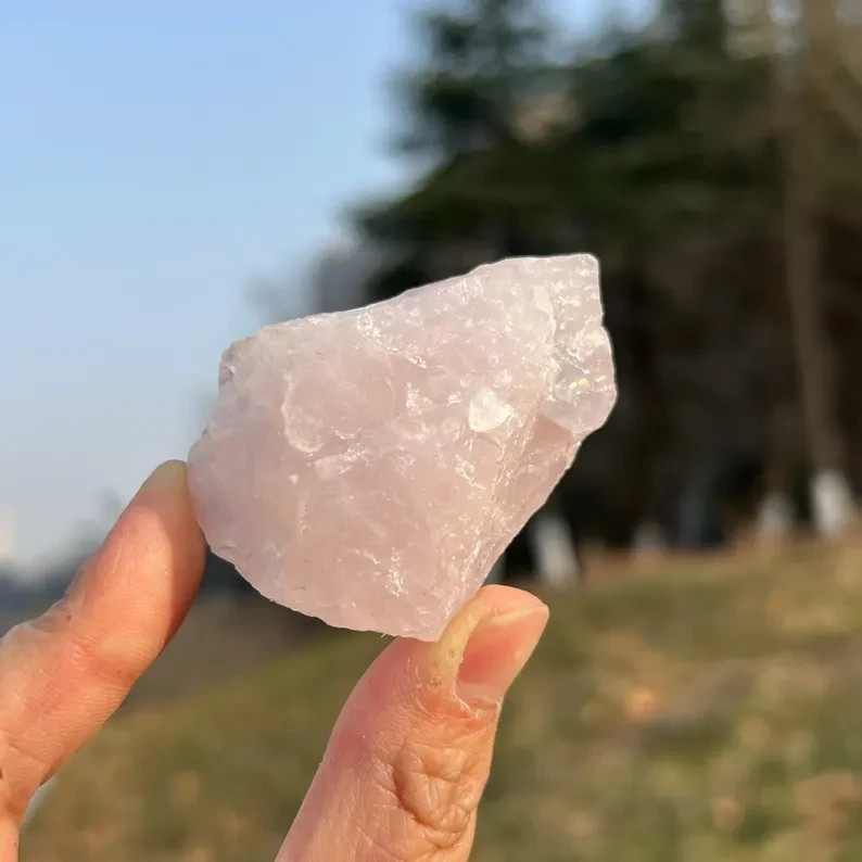 3Pcs Natural Rose Quartz Raw Crystals Rough Pink Stone Mineral Specimens Gift