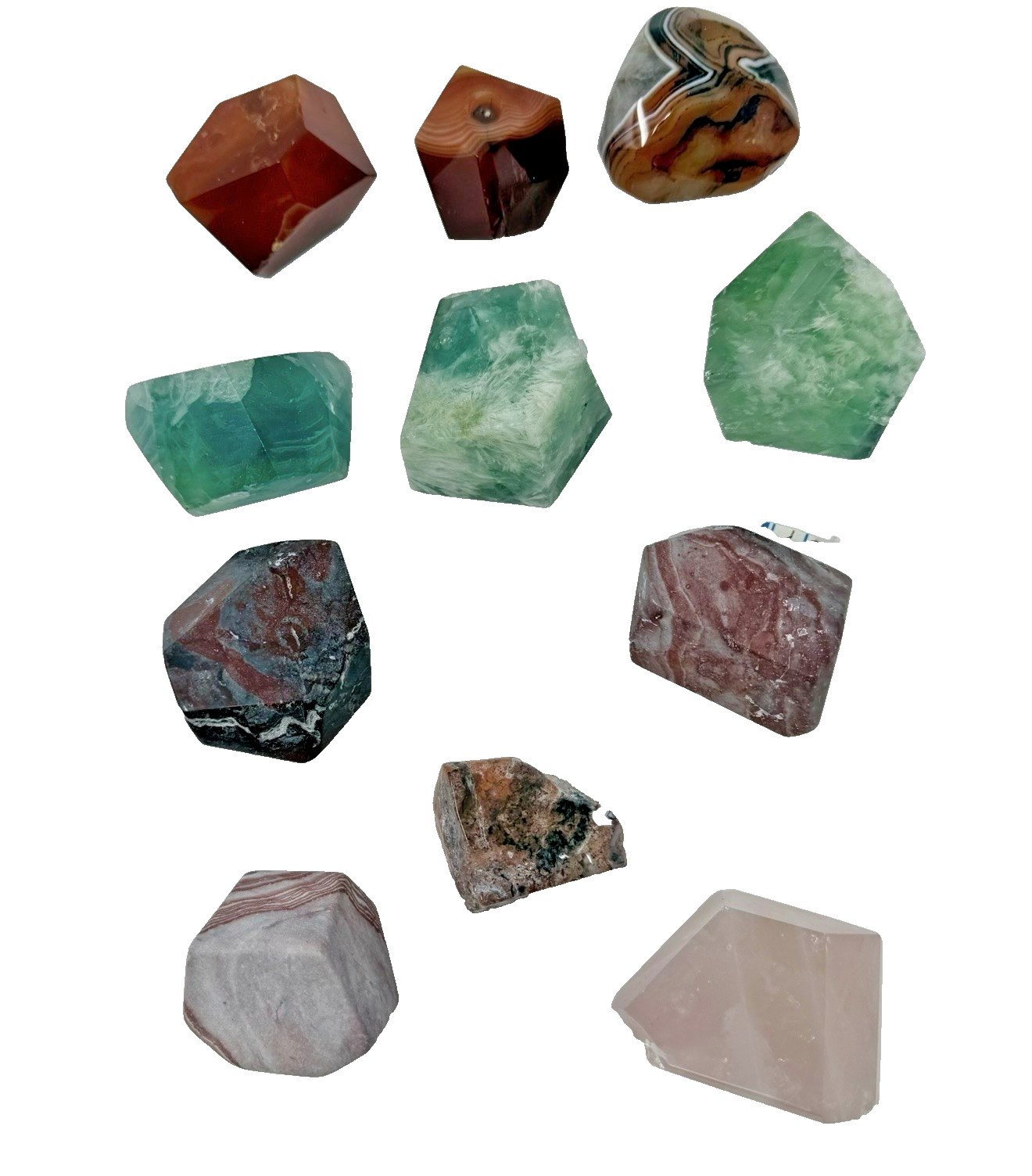 3 Lb 11 Oz Lot Of 11 Chunky 2”-2.5”Freeform Crystals Mixed Materials Polished