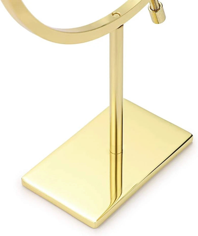 Golden Toned Sphere Holder Caliper Stand, Caliper Style Display Stand for Minera