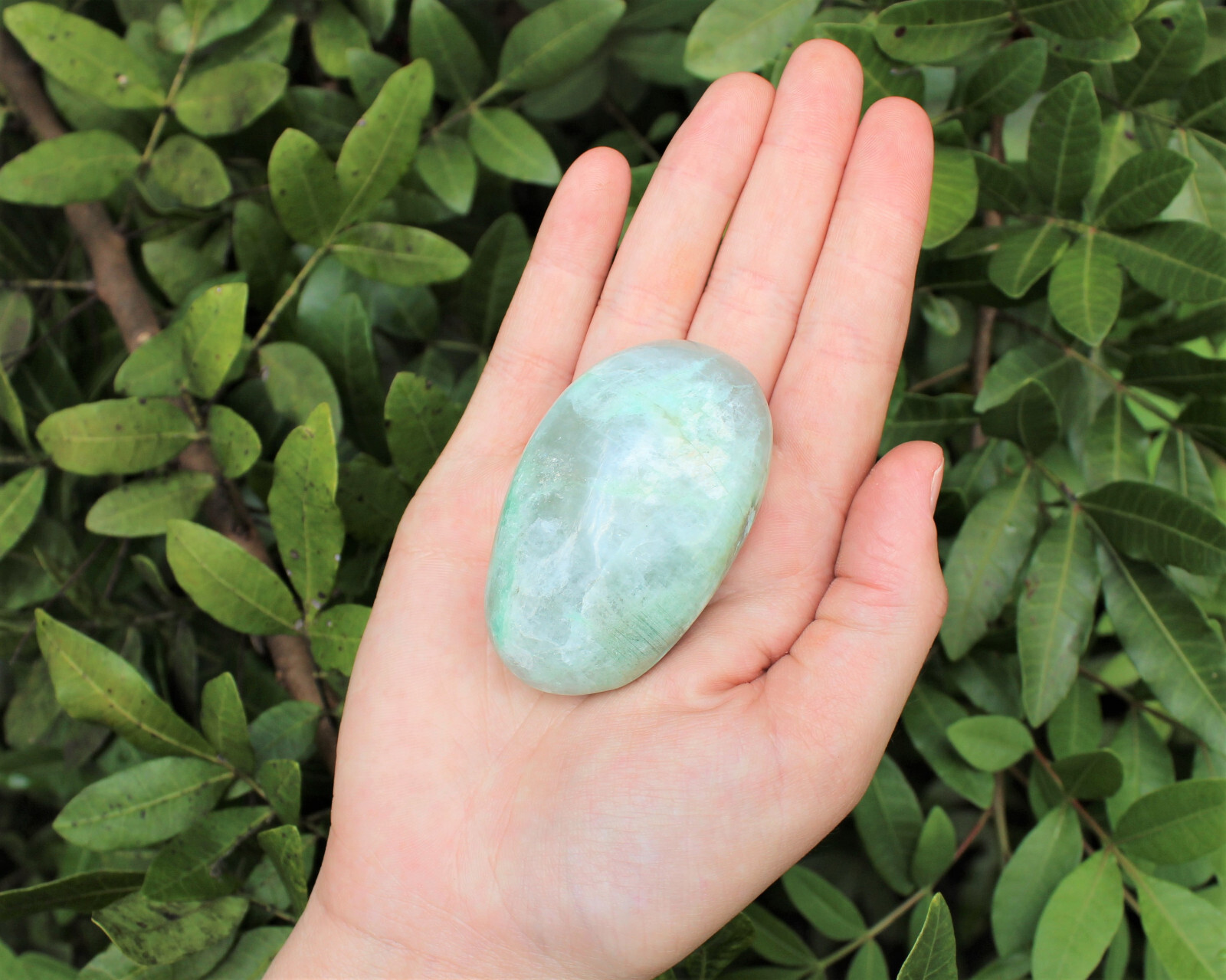 Garnierite Hand Polished Stones: Green Moonstone Pebbles, Palm Stone, Crystal