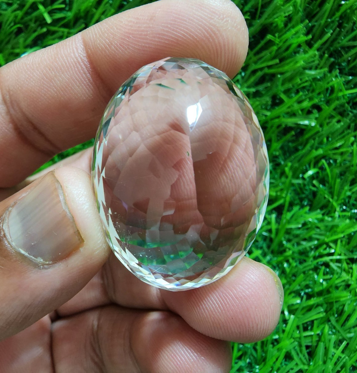 Loose faceted gemstone in huge transparent white quartz, 100…