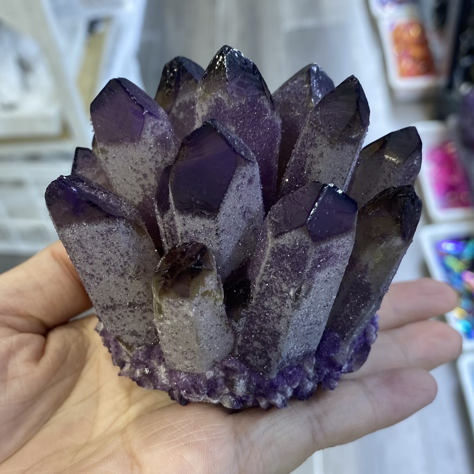 410g New purple Phantom Quartz Crystal Cluster Mineral Specimen Reiki Random