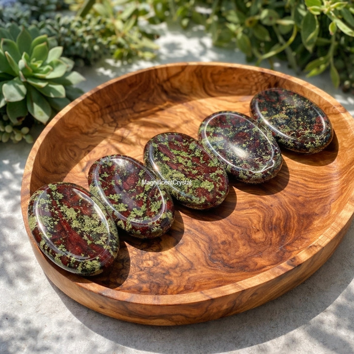 Genuine Bloodstone Worry Stone Healing Palm Stone Energy Mineral Specimens Decor
