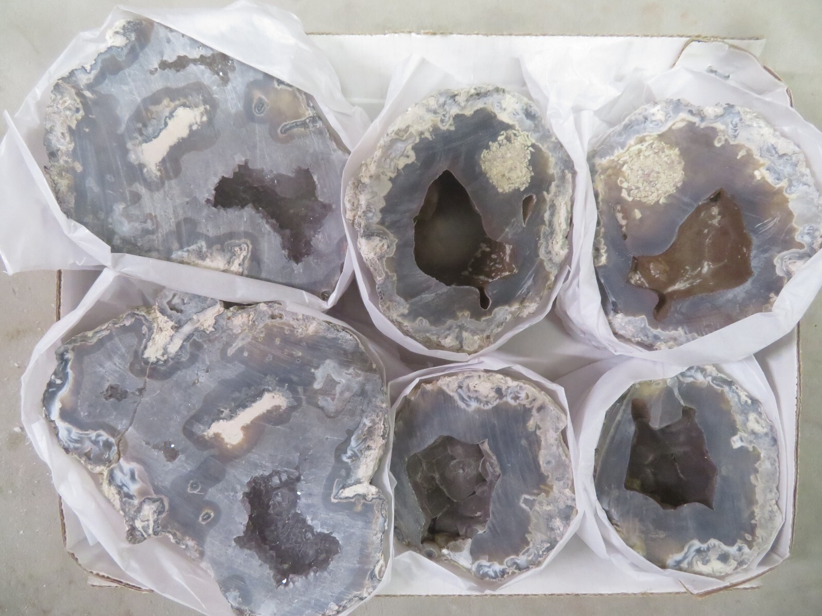 3 Pairs Fluorescent Cut NOT Polished Geodes Chihuahua Mexico