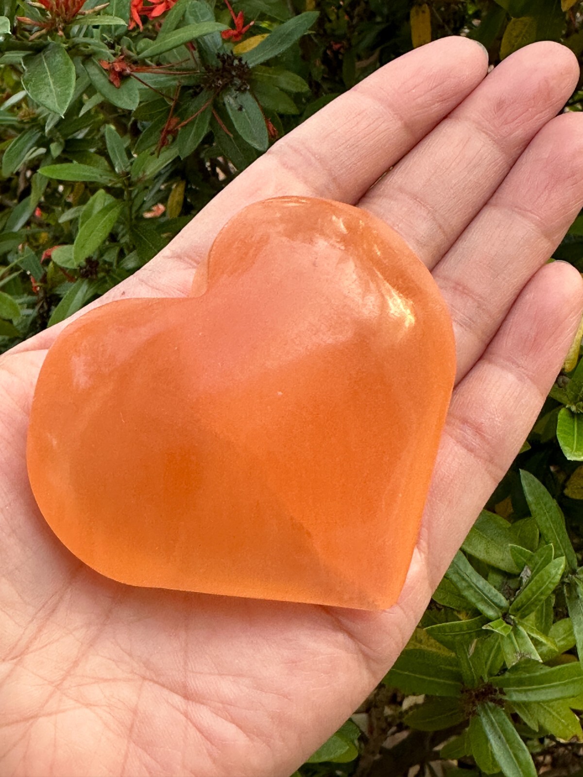 Large Orange Selenite Heart, 2.5-3″ Polished Orange Selenite Puffy Heart