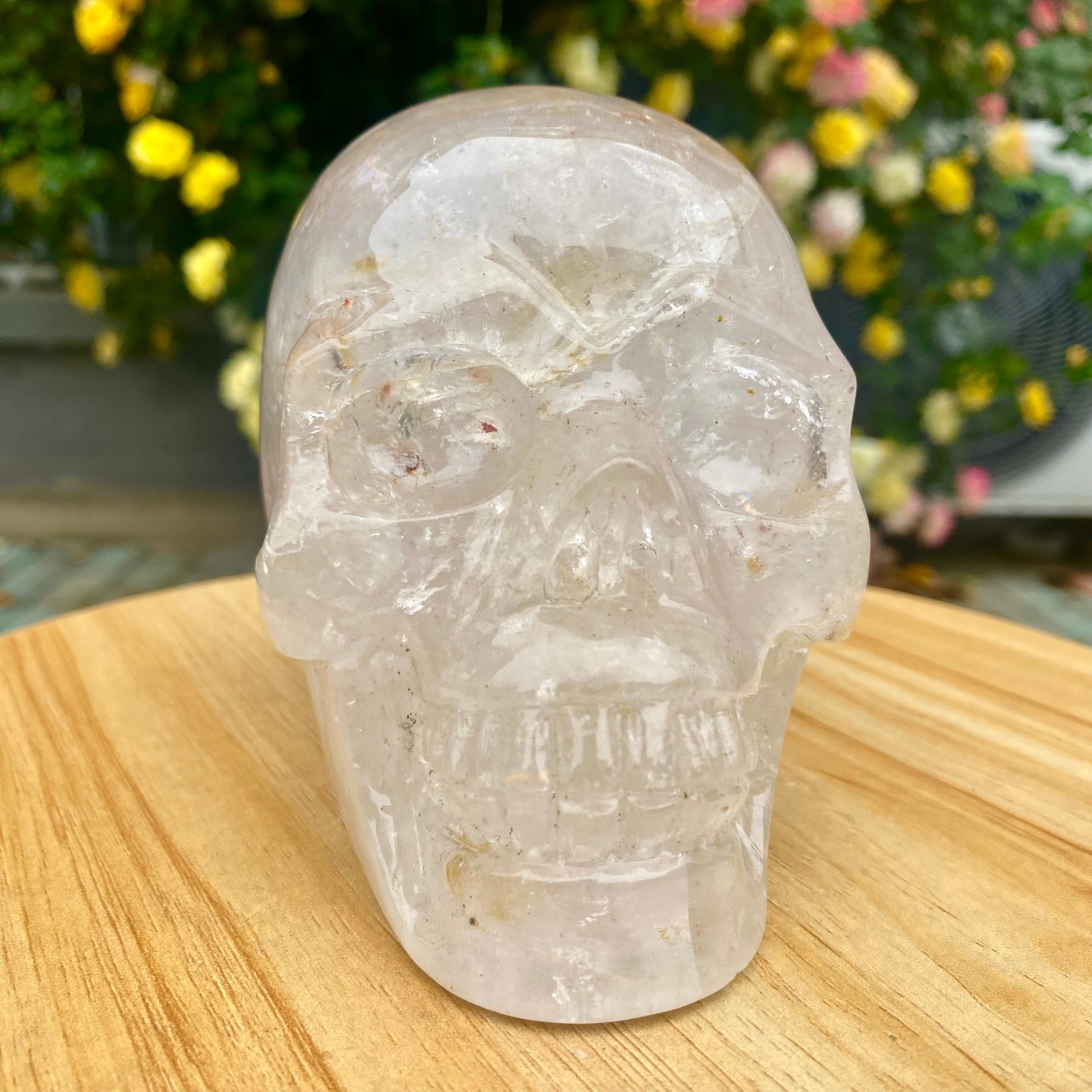 3.08LB TOP! White melting quartz hand carved crystal skull gem reiki healing