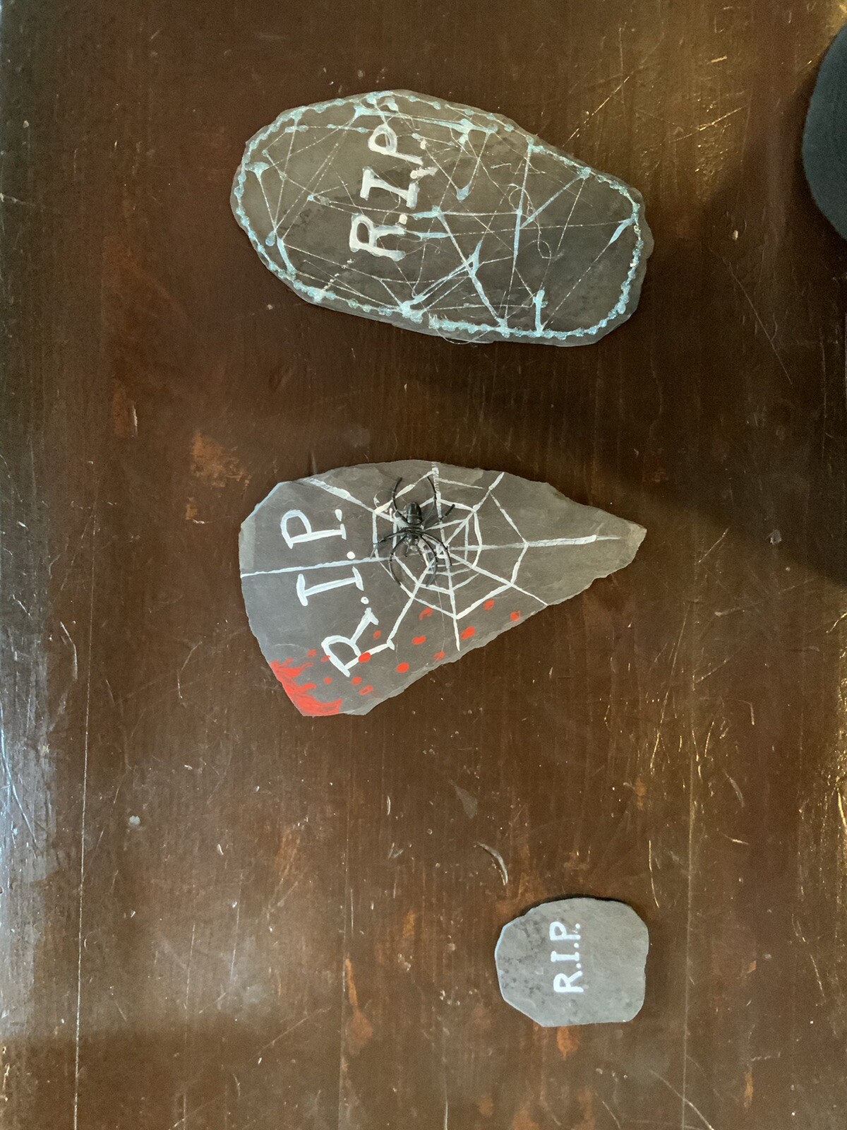 Halloween Crafts! Three Small Slate Tombstones For Kids Crafts And Decor