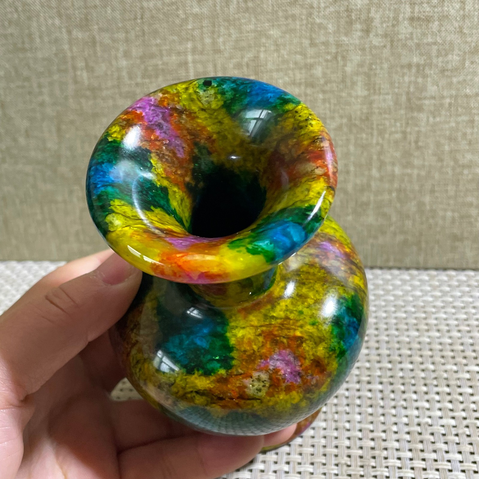 795g Seven Colors Jade vase specimen Decorative -Taiwan China