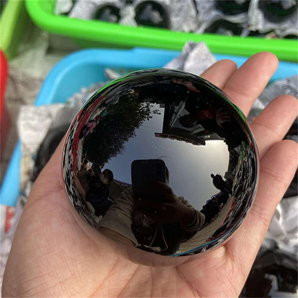 Natural Black Obsidian Sphere Healing Crystal Reiki Stone Feng Shui Home Decor
