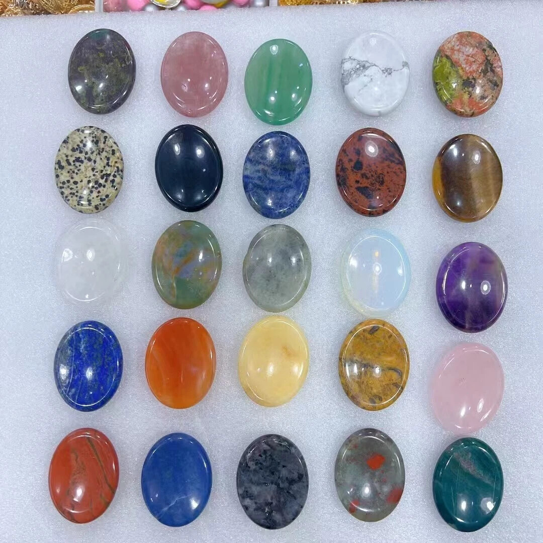 Wholesale! 50pcs Mix Crystal Oval Thumb Worry Stone Palm Stone Rei Healing Gift