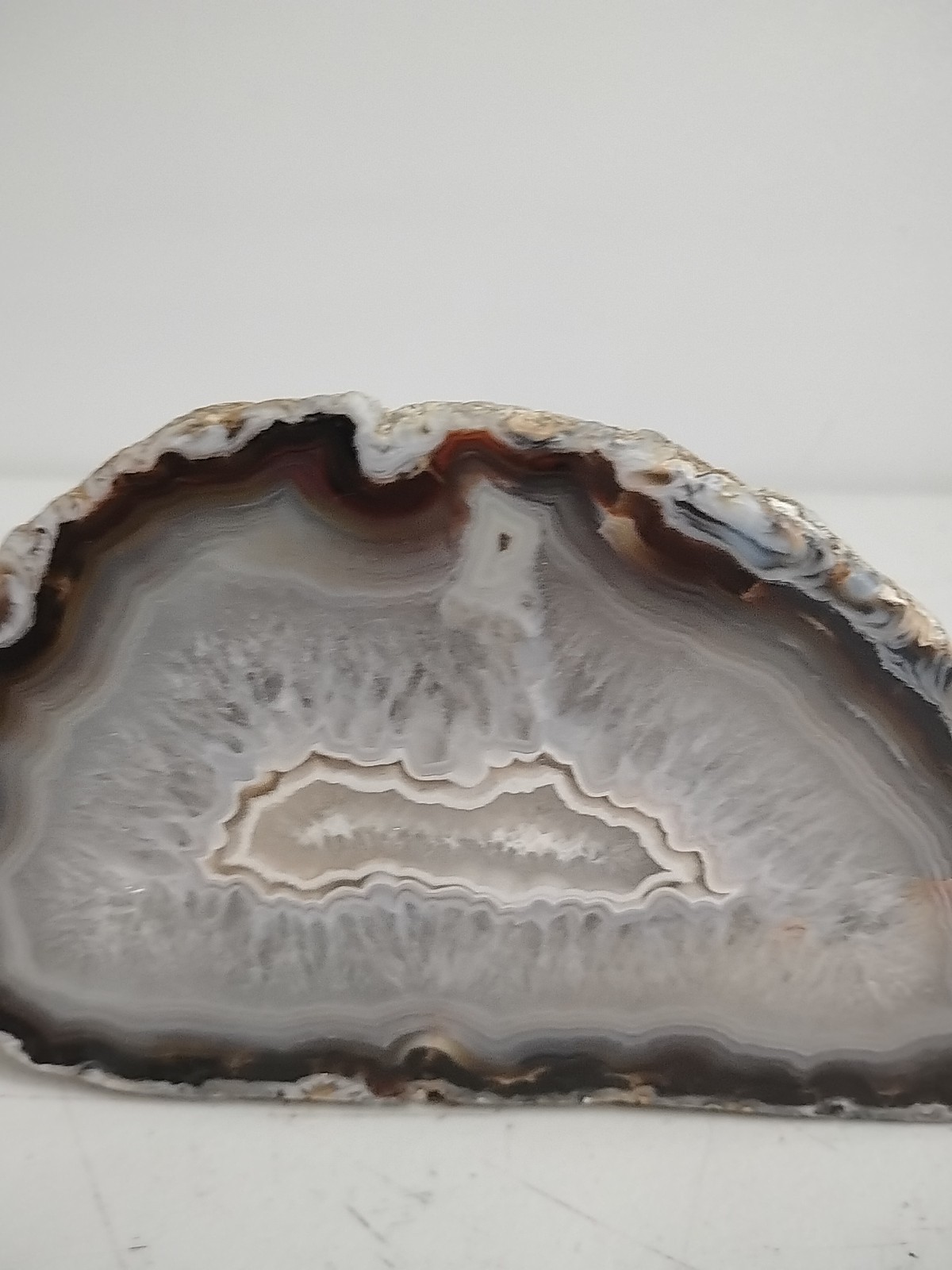 Geode Half Cut and Polished Origin Unknown White/Clear/Brown – SEE PICS!!!