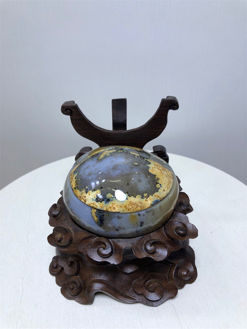2.61LBNatural Agate Crystal Geode Quartz Bowl Wealth Spirit Energy Healing+Stand