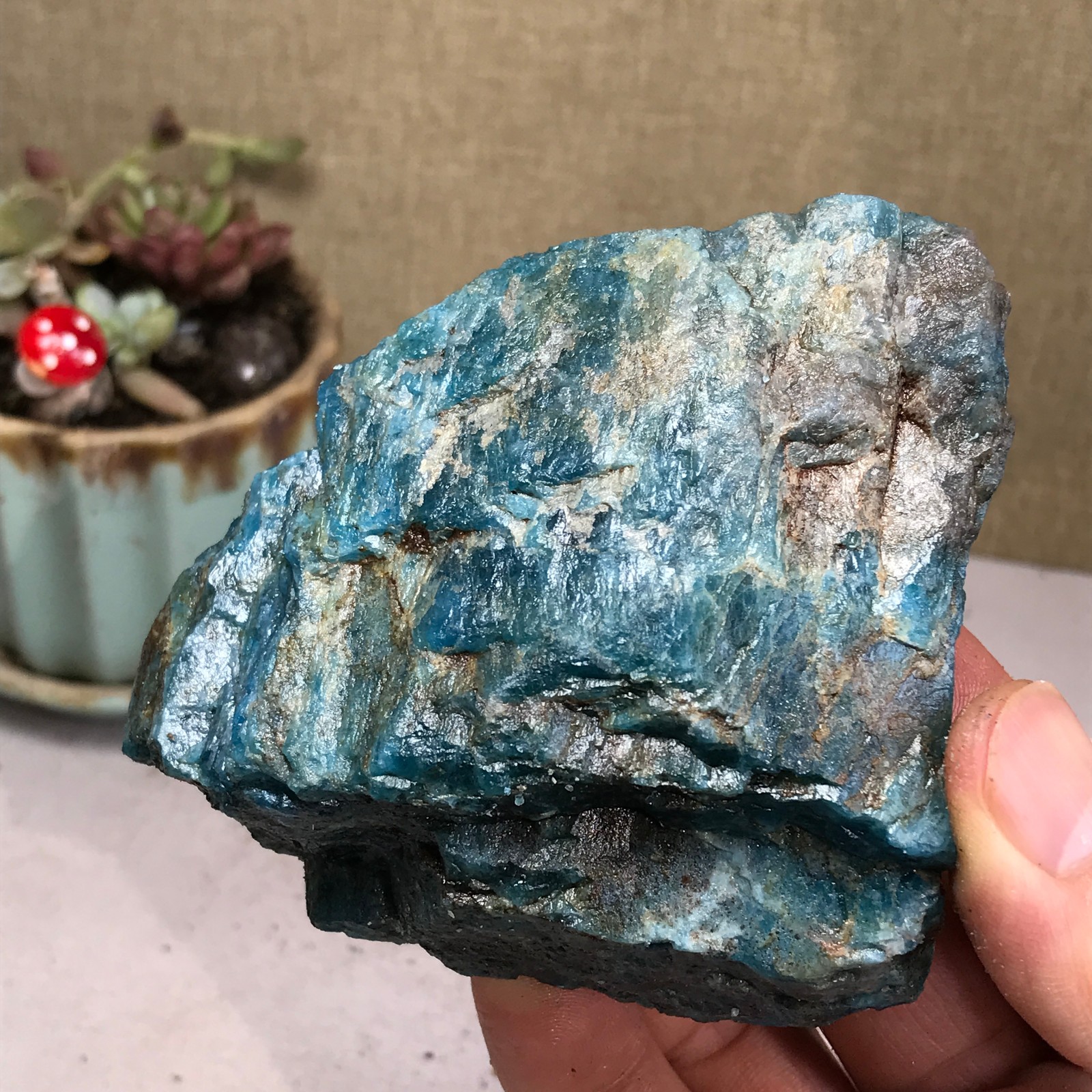 82-77-40mm Top Natural apatite Crystal uncut gemstone Mineral Specimen A4191