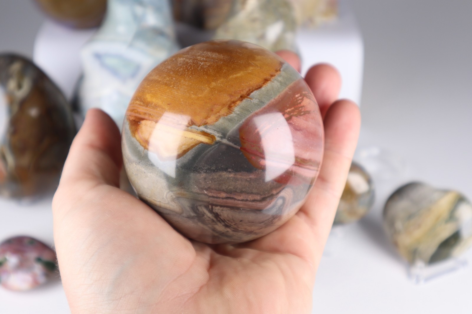 HUGE Polished JASPER CRYSTALS Collection – 12.5 lbs Mixed Sea Jasper Polychrome