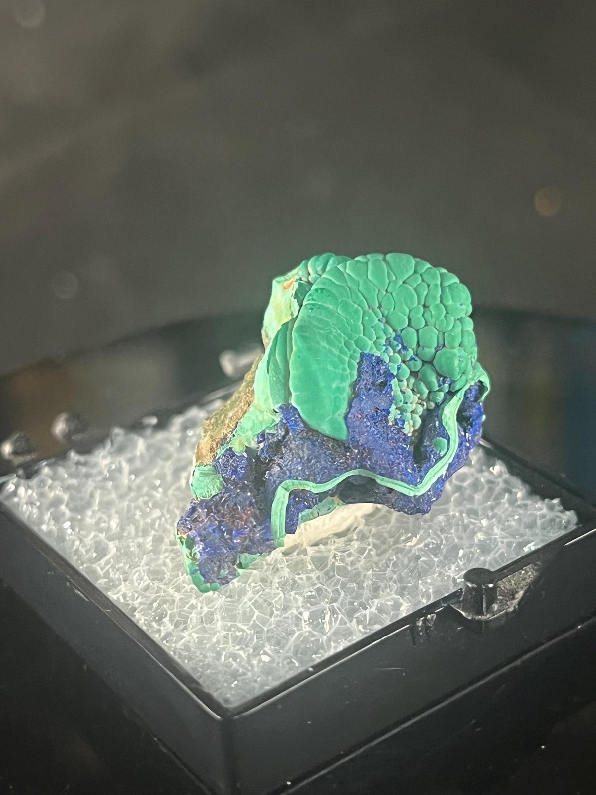 Malachite with Azurite thumbnail mineral specimen from Morenci, Arizona