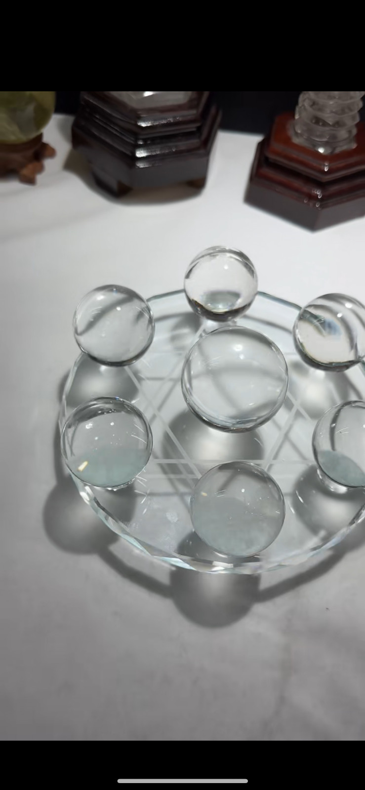 TOP Natural clear quartz ball carved crystal sphere Seven Star Group+stand 7PC