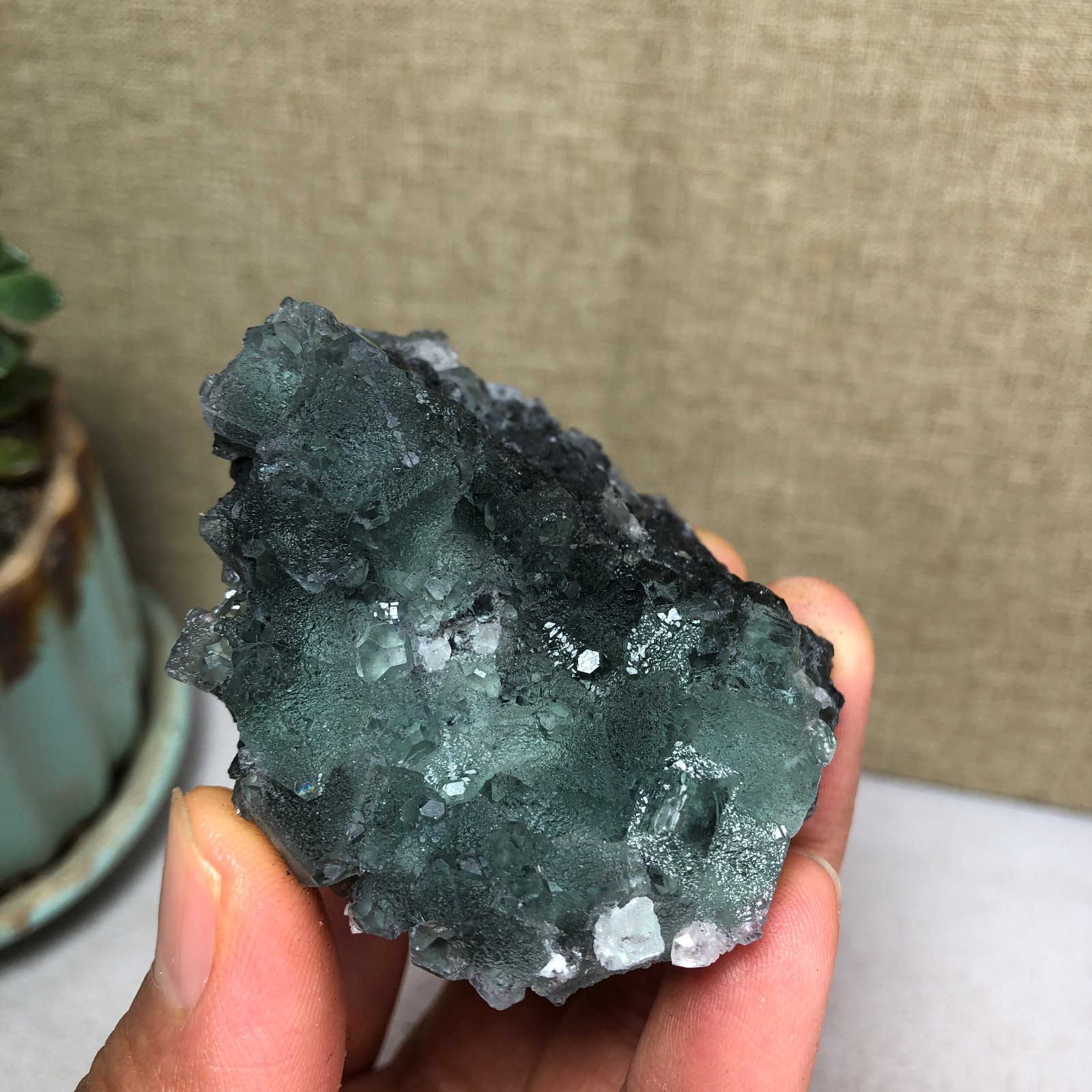 105g NATURAL Green Cubic FLUORITE Crystal Cluster Mineral Specimen A4731