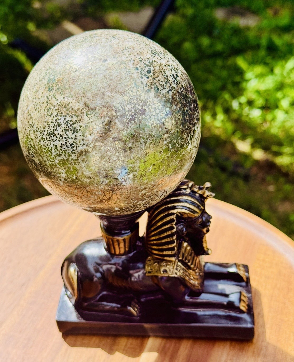 3 Lb. 14oz. Pyrite And Quartz Sphere (97mm) On Egyptian Stand
