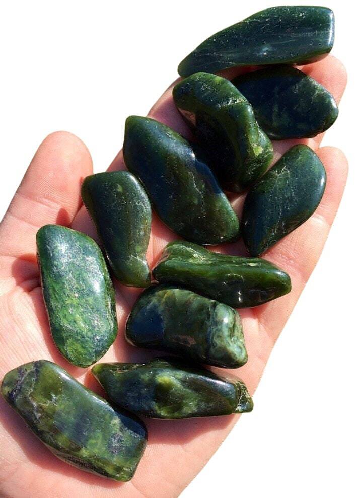 Nephrite Jade Tumbled Stone – Polished Natural Nephrite Jade Crystal, Siberia