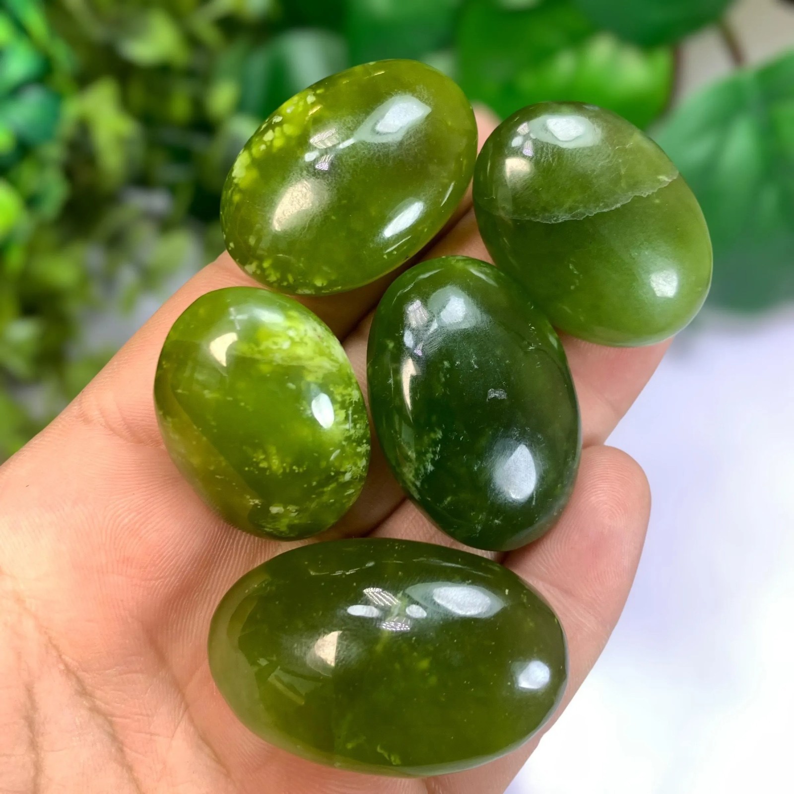5 Pcs Best Quality Transparent Jade Palm Stones, Shah Maqsood Jade Palm Stone