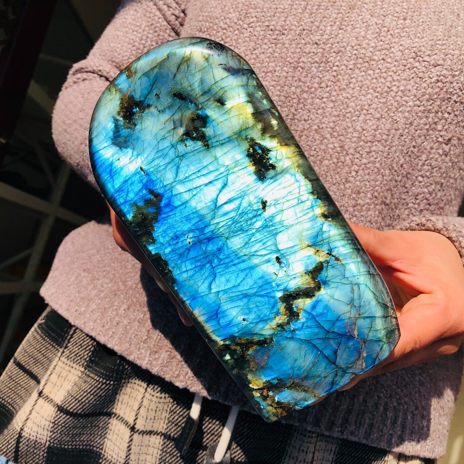 3.9LB Natural Labradorite Quartz Crystal Mineral Spectrolite Healing