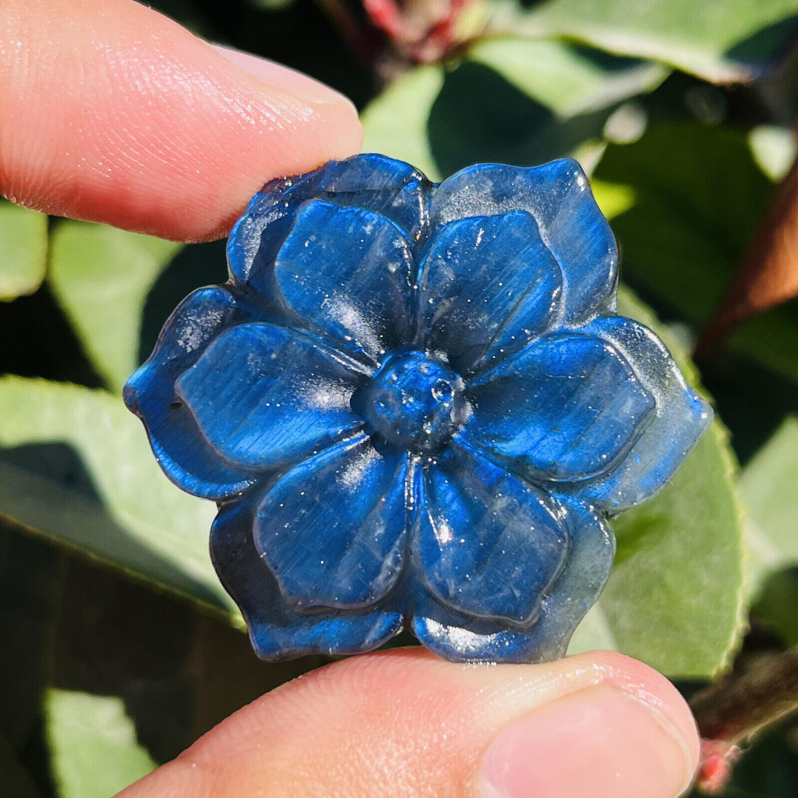 Natural Labradorite Quartz Hand Carved Flower Skull Crystal Reiki healing 1pc