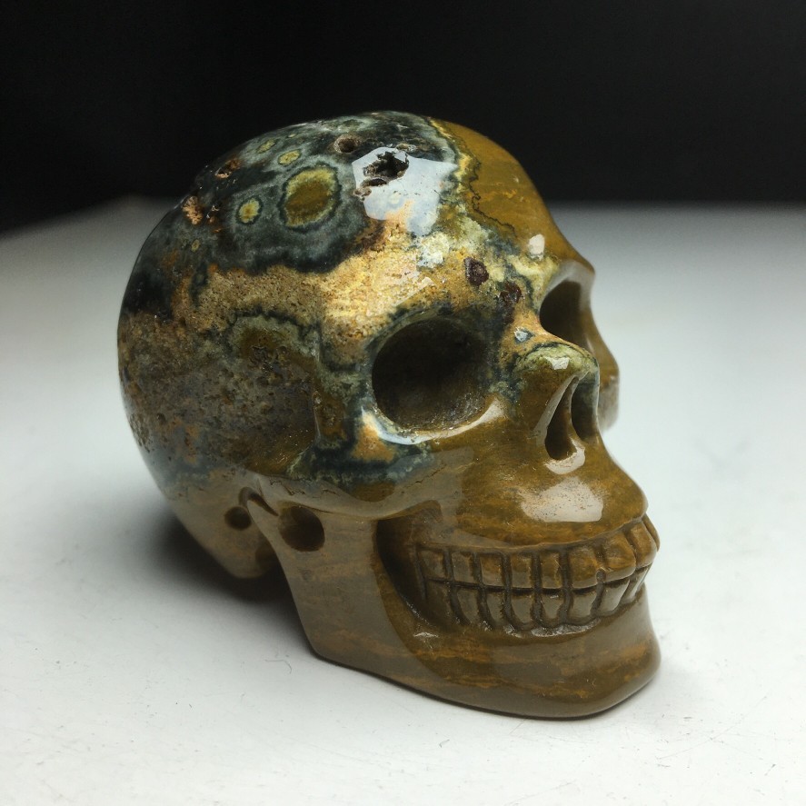 2.0″Natural Crystal Mineral Specimen.Ocean Jasper.Hand-carved SKULL.Statue.CH