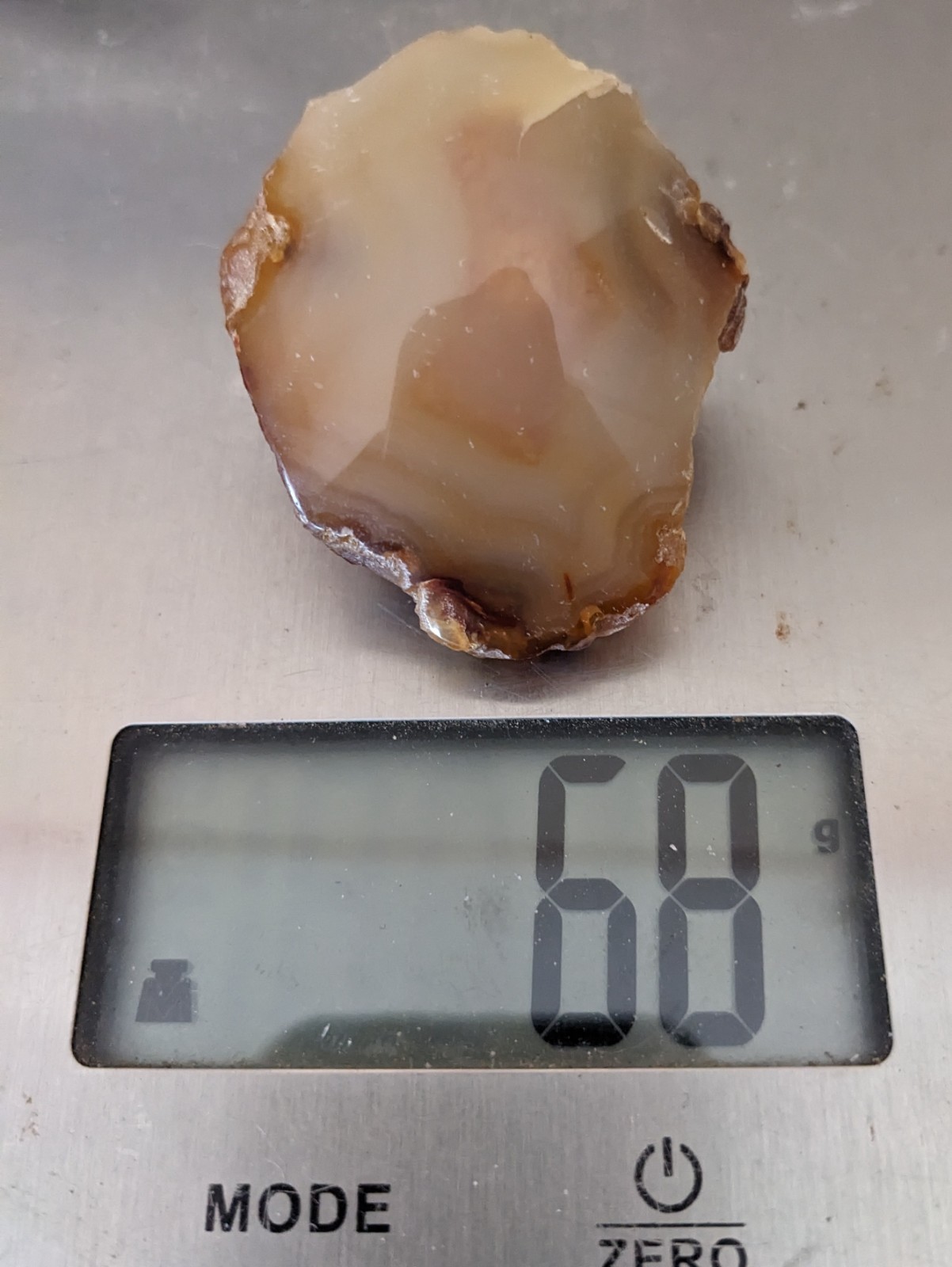 68g Enhydro Carnelian Agate With Banding From Indonesia