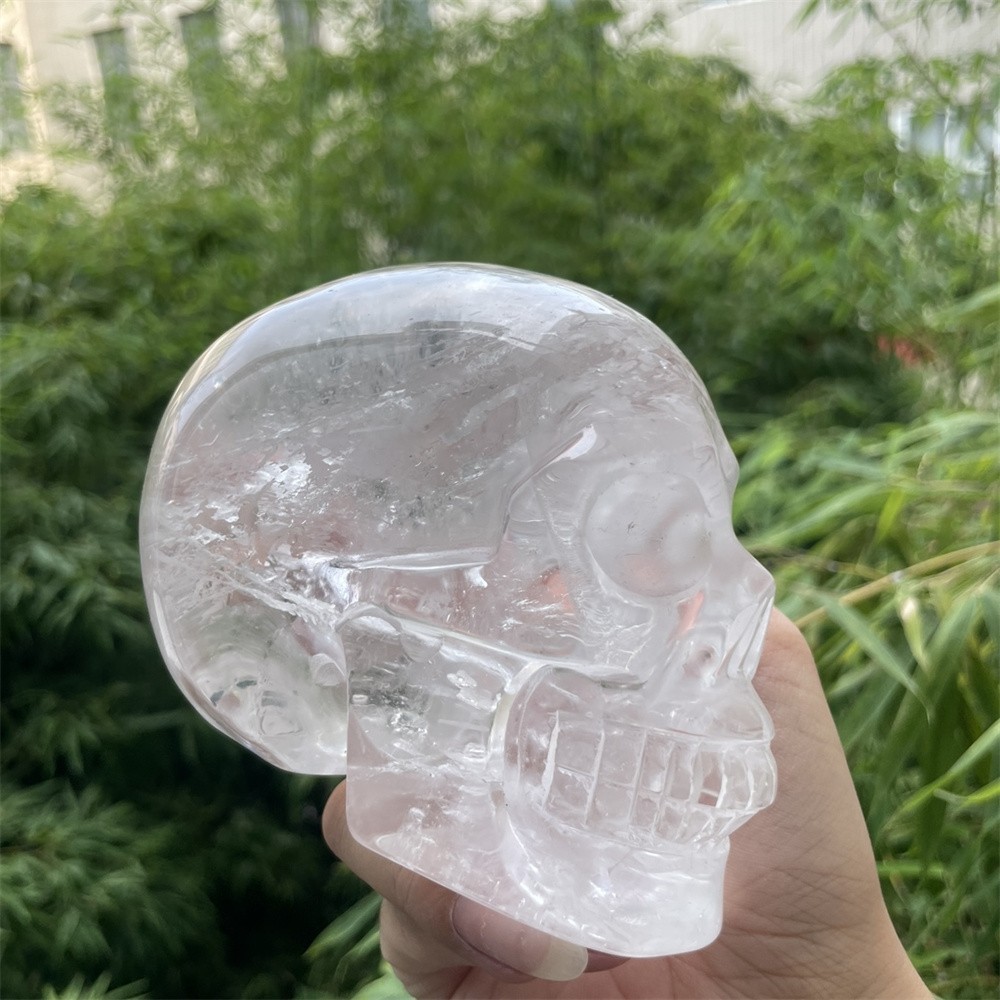 2.5LB 4.5″ A++ Natural Clear Quartz Skull Carving Crystal Healing Carved Decor