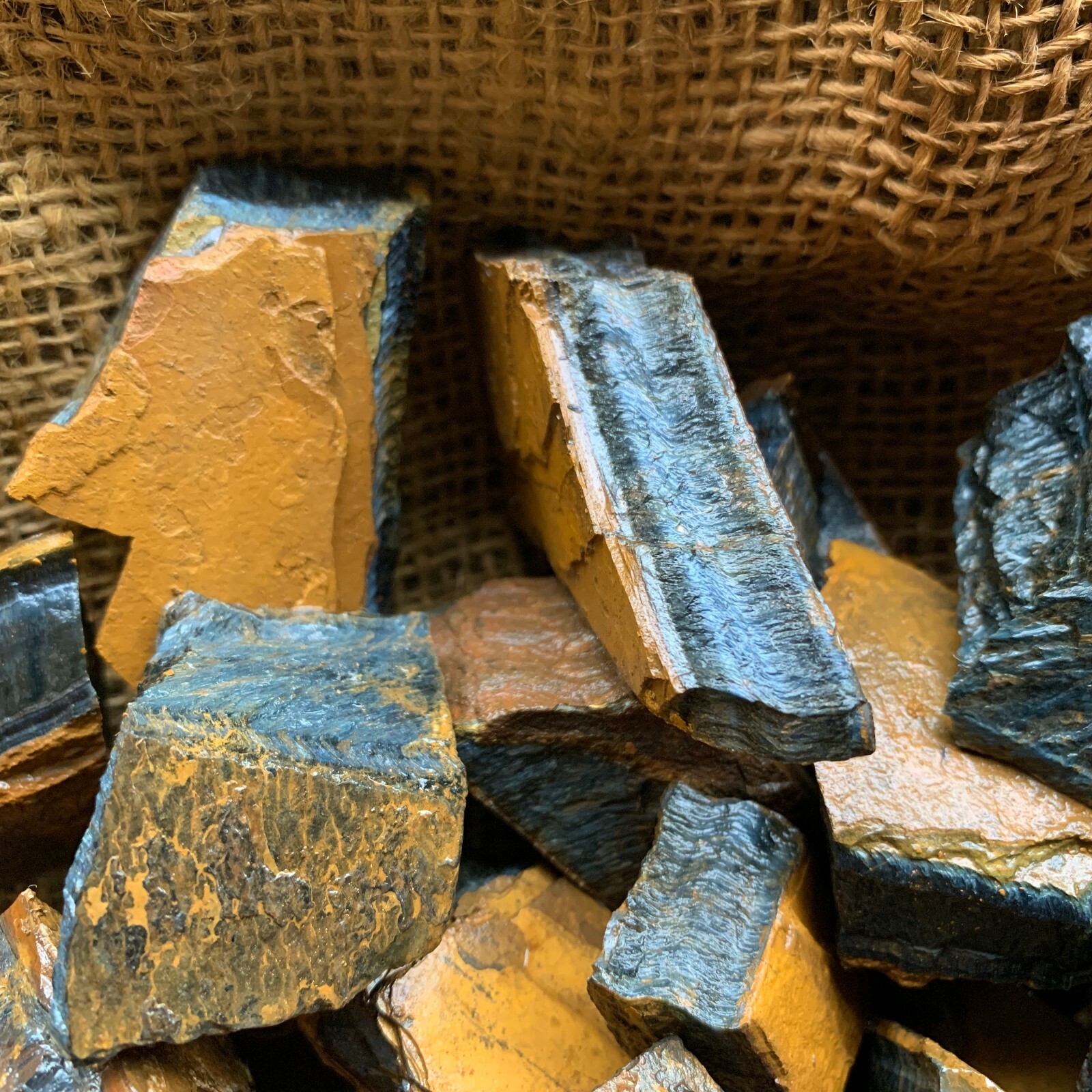 BLUE Tiger Eye Rough – 3000 Carat Lots + a FREE Faceted Gemstone!