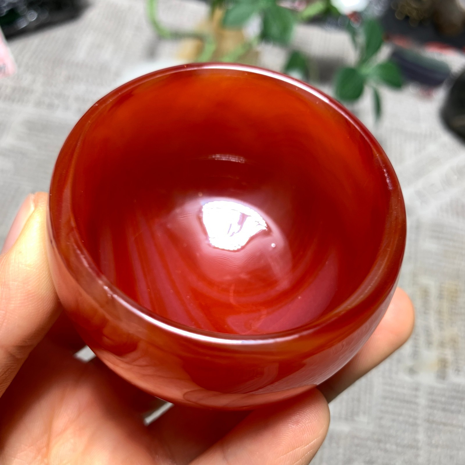 154G Red Agate Bowl Carving Carnelian Cup Glass Cup Reiki Manual Crystal Collect