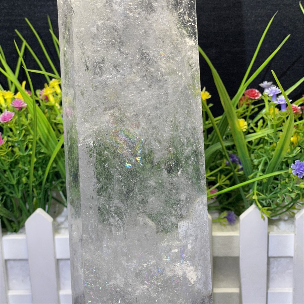 3.7LB 12.6″ Natural A++ Clear Quartz Obelisk Tower Crystal Reiki Decor Rainbow