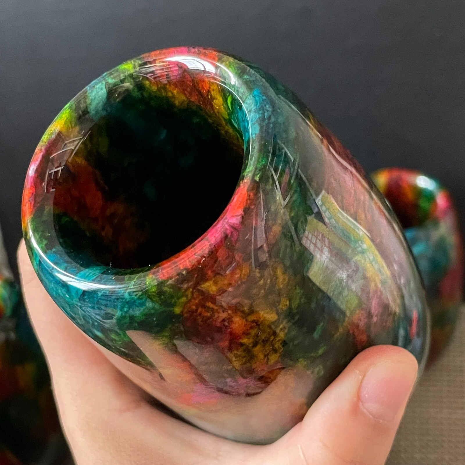1pcs “Seven Colors Jade” vase specimen -Taiwan China about 1000g 128mm random