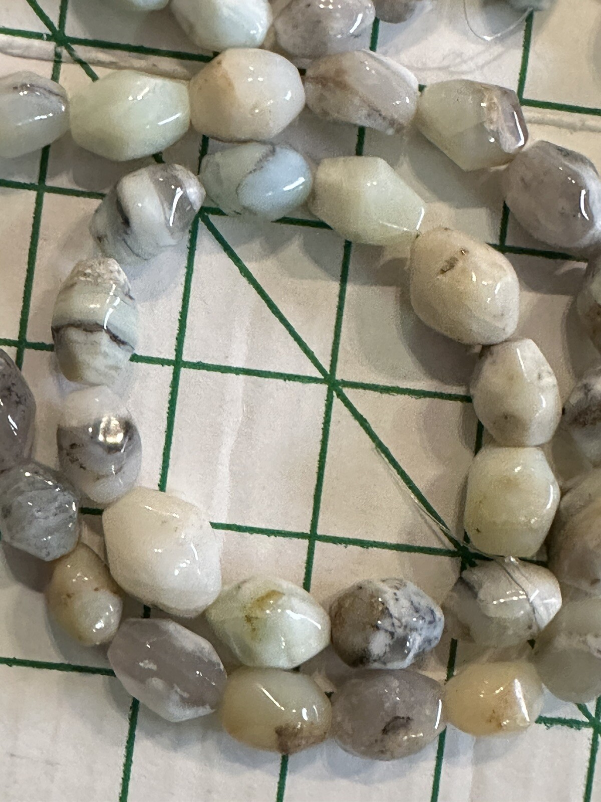 LOT 3 Polished 15” Agate Stones Strands Brown Green White Grey Mixed Colors READ