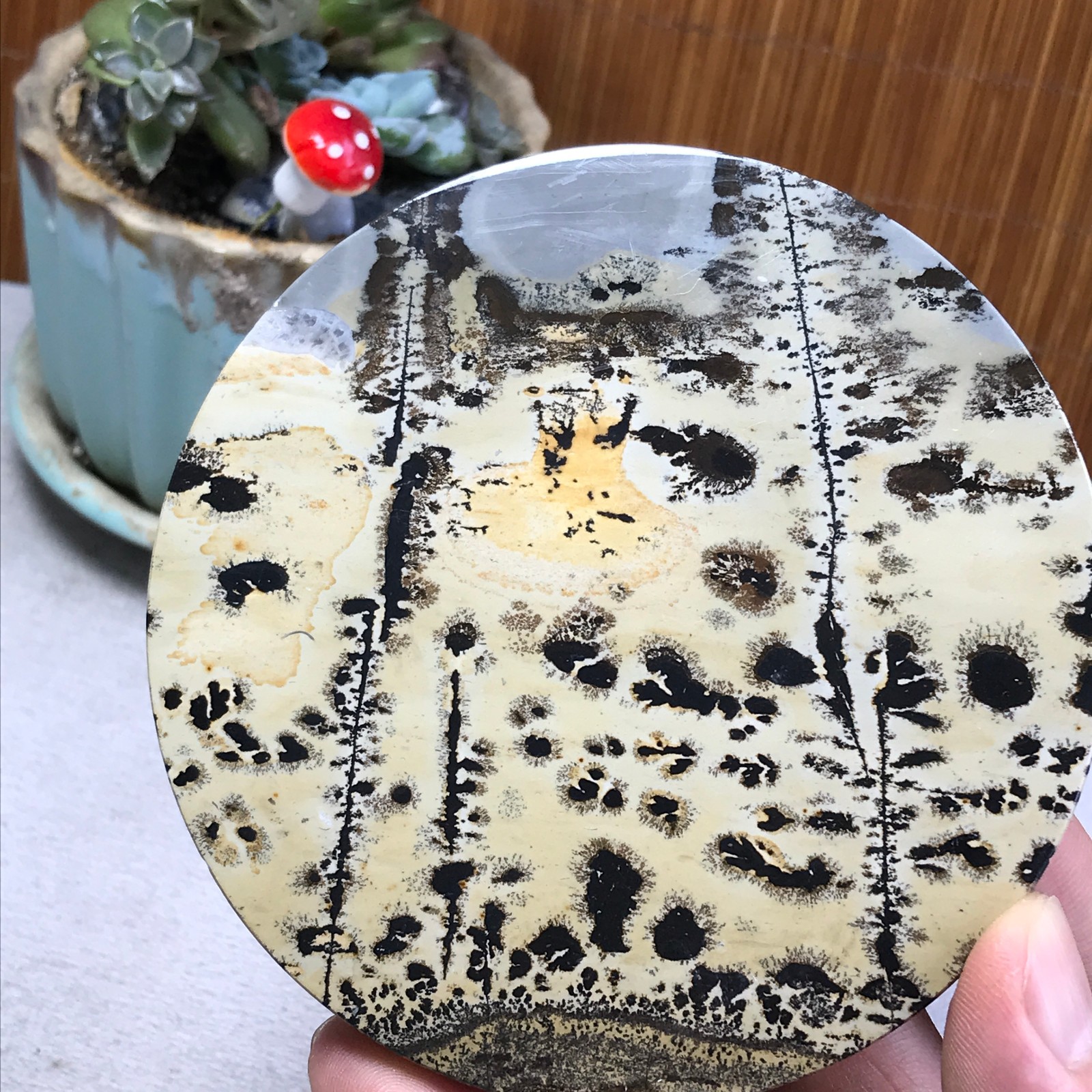 100mm Natural Chinese painting stone crystal ornaments for home decoration A6404