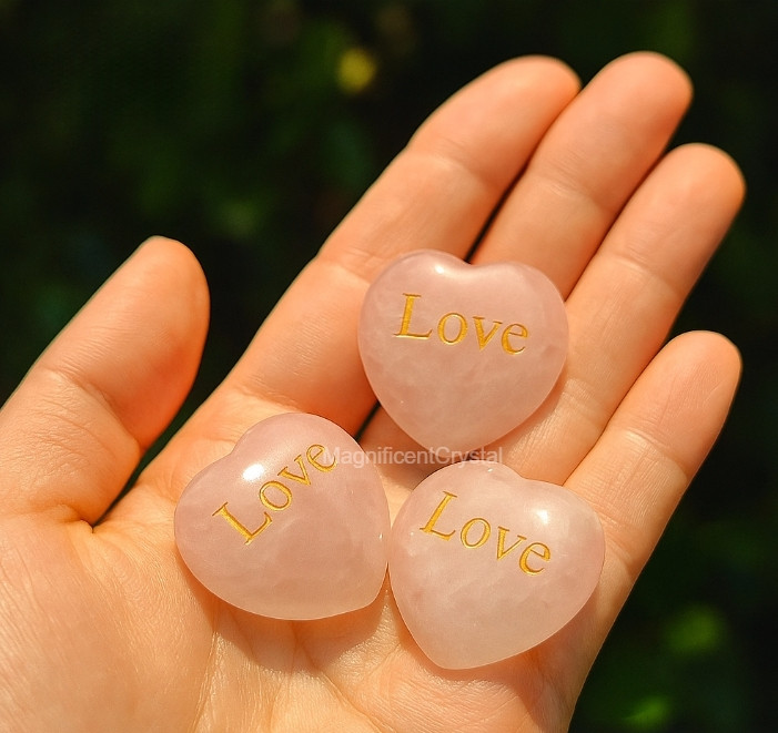 5PCS Pink Heart Love Stone Rose Quartz Crystal Birthday Gifts Healing Home Decor