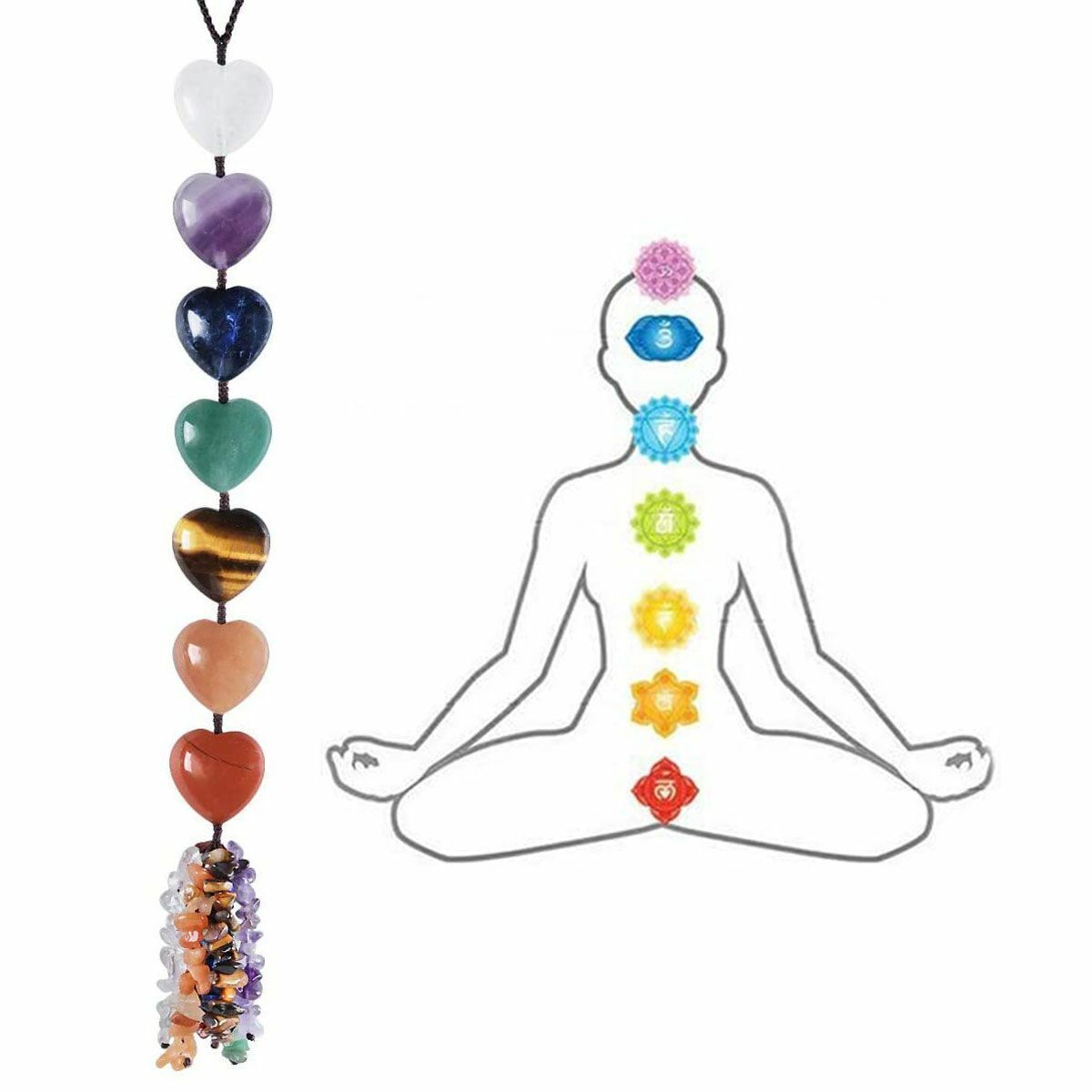 Natural 7 Chakra Hanging Decoration Reiki Irregular Healing Crystal Tassel Gift