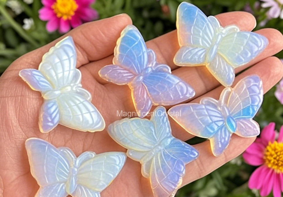 1pc Opalite Butterfly Crystal Carved Home Decor Healing Energy Housewarming Gift