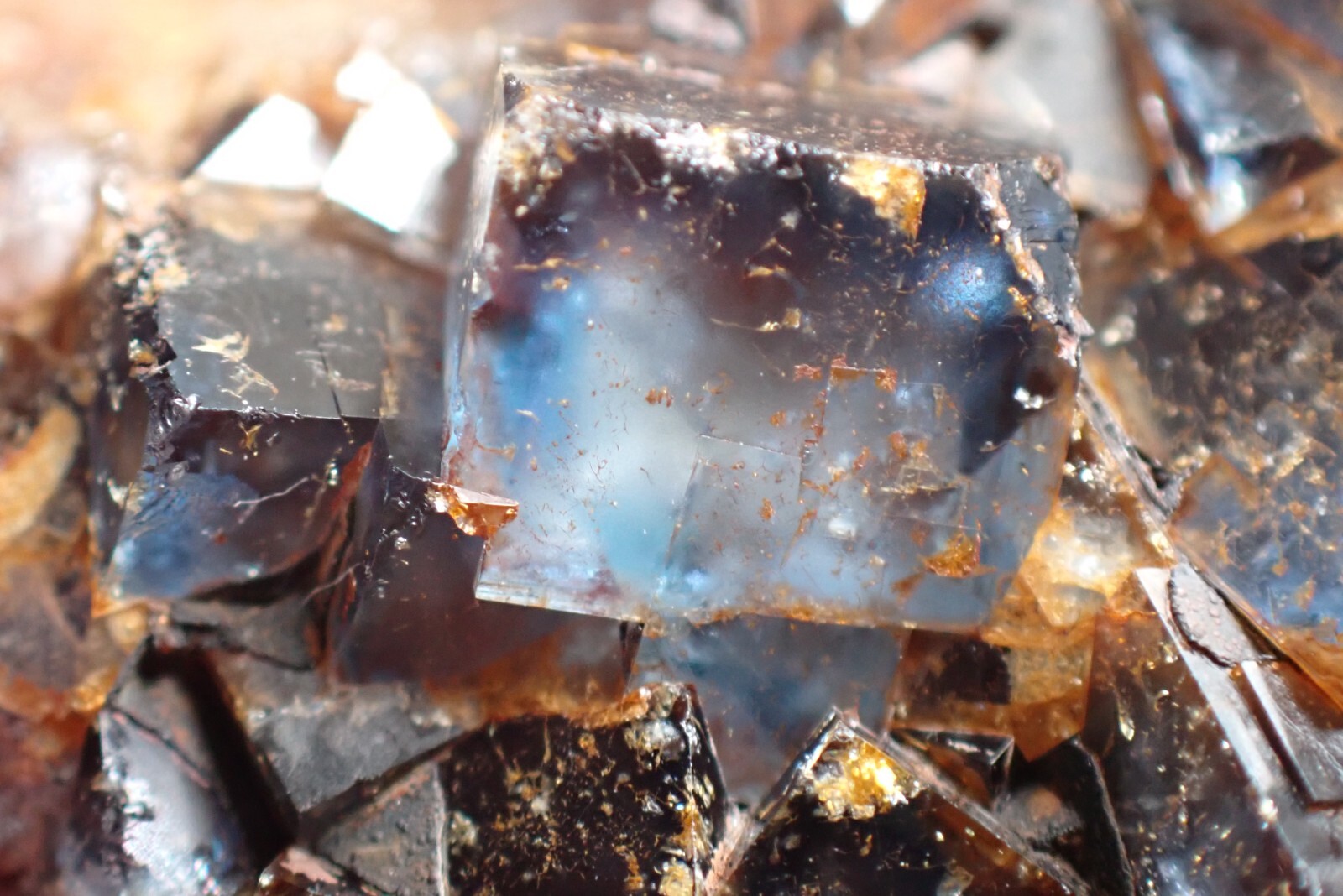 FLUORITE * BLUE CRYSTALS ON QUARTZ * RARE LOCALITY ! Cerny Potok, CZECH REPUBLIC