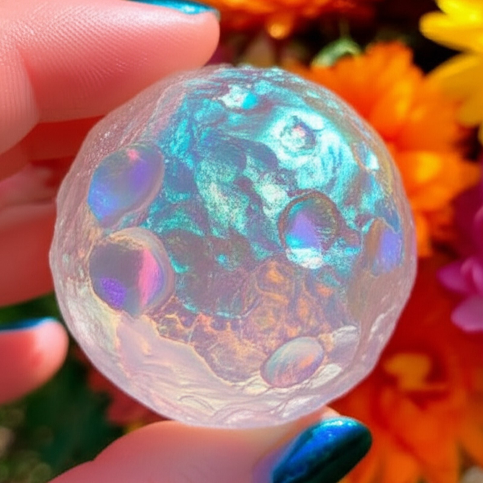 2025 Angel Aura Quartz Full Moon Crystal Healing Carving Sphere Home Decor Gifts
