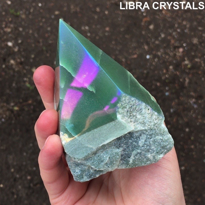 Green Aventurine Crystal Point Polished Generator Tower Aura Finish 328g 3.5″