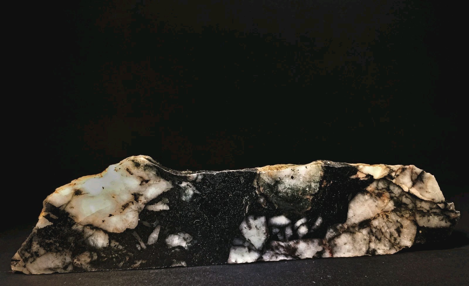 10″ Brecciated Quartz Magnetite Amphibole Pilot Knob MO Polished Display Mineral